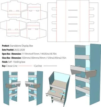 Standalone display box packaging structural design die cut vector-eps Stock Illustration