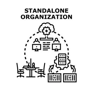 Standalone organization managing internal data and processes Stock Illustration