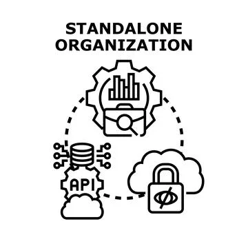 Standalone organization operating, managing data, ensuring security Stockillustratie