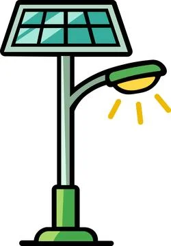 Standalone solar street light pole with panel Stock Illustration