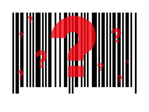 A Standard Barcode With Question Marks Against A White Background Stock-Illustration