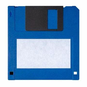 Standard blue floppy disk isolated on white background. Stock Photos