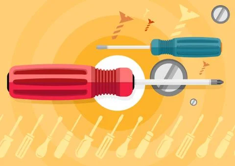 Standard cabinet tip screwdriver, turn-screw Stock Illustration