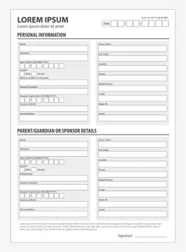 Standard clean application form. Document concept for admission of a foreigner Stock Illustration