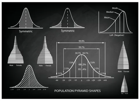 Standard Deviation Diagram with Population Pyramid Chart Stock Illustration