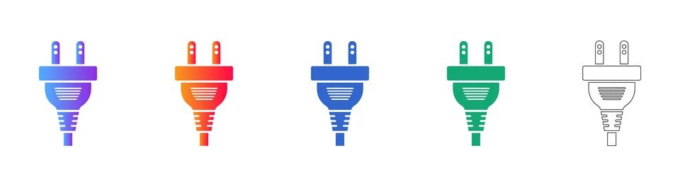 Standard Electrical Plug Vector Illustration Set Stock Illustration