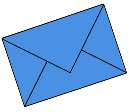Standard envelope in blue color, blank envelope mockup Stock Illustration