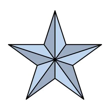 A standard five-pointed star rendered in solid black. Stock Illustration