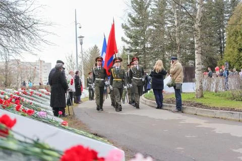 The standard group at the monuments. Stock Photos