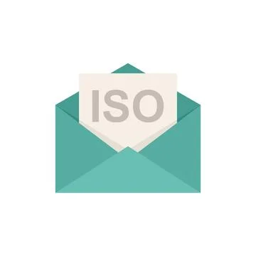 Standard iso mail icon flat vector. Policy quality Stock Illustration