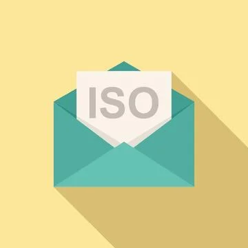 Standard iso mail icon flat . Policy quality Stock Illustration