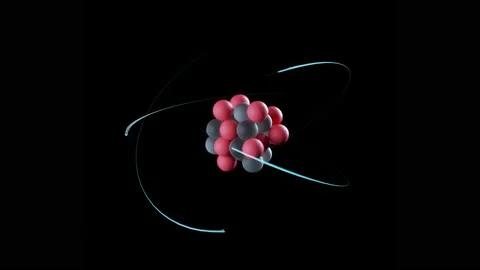 Standard model of atom on black background Stock Footage 157118816