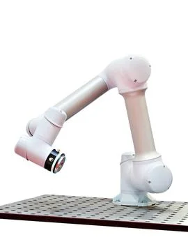 Standard multipurpose arm manipulator robot isolated on white Stock Photos