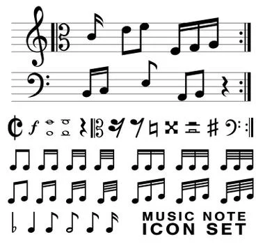 Standard music notes symbol set vector eps10 Illustrazione stock