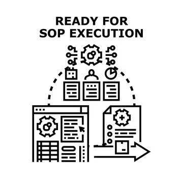 Standard operating procedure execution process planning concept Stock Illustration