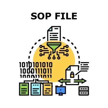 Standard operating procedure file data processing and security Stock Illustration