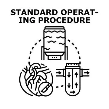 Standard operating procedure process planning flat line Stock Illustration