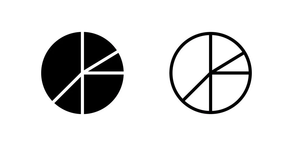 Standard pie chart icon for data analysis, statistics, and proportional rep.. Stock Illustration