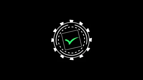 Standard quality control like AI. Digital check mark icon hologram Stock Footage 308157864