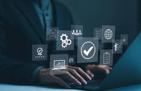 Standard quality control certification assurance guarantee concept. Stock Photos