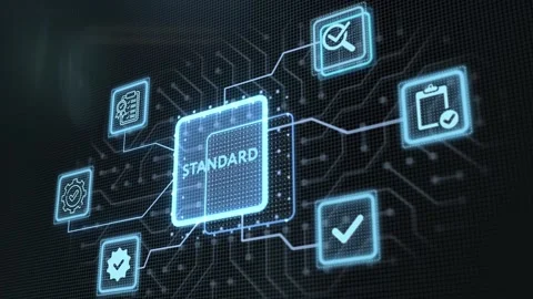 Standard quality control. Certification. Business, technology, internet and n Stock Footage 194217939