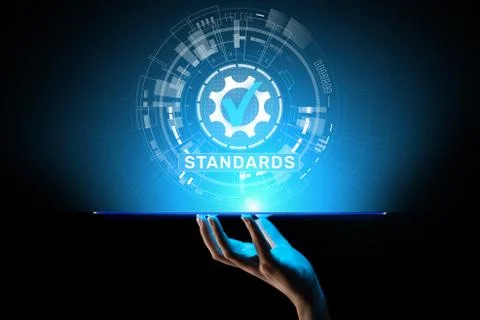 Standard. Quality control. ISO certification, assurance and guarantee. Internet Fotos Stock