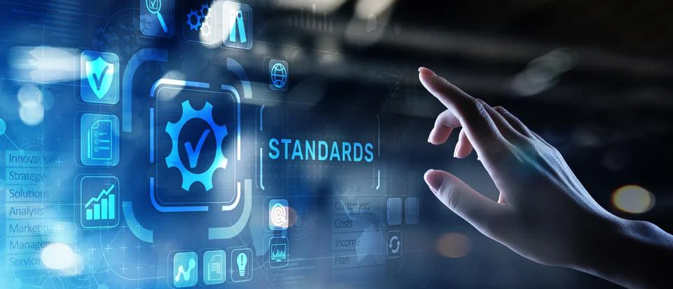Standard. Quality control. ISO certification, assurance and guarantee. Internet 库存照片