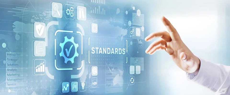 Standard. Quality control. ISO certification, assurance and guarantee. Intern Stock-Fotos