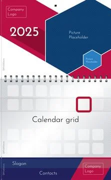 Standard quarterly calendar on spring vector template Stock Illustration