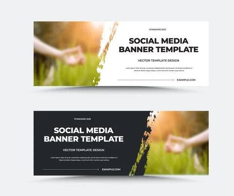 Standard size vector banner template with white, black background, space for  Stock Illustration