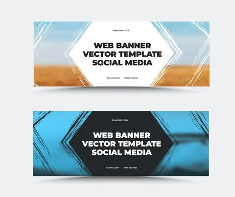 Standard size vector web banner template with paint stroke texture, company i Stock Illustration