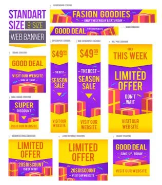 Standard size web banners set. Vector Web Banners Stock Illustration
