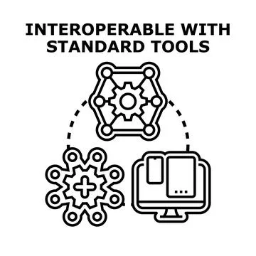 Standard tools interoperability with modern digital systems Stock Illustration