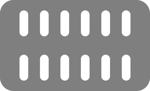 Standard of twelve capsule tablets on a white background. Stock-Illustration