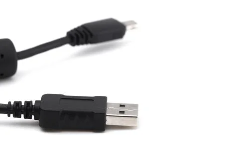 Standard USB Cord on a White Background Stock Photos