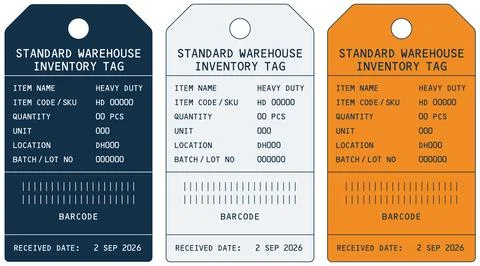 Standard Warehouse Inventory Tag Set for Stock Control Stock Illustration