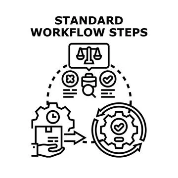 Standard workflow steps business process development concept Stock Illustration