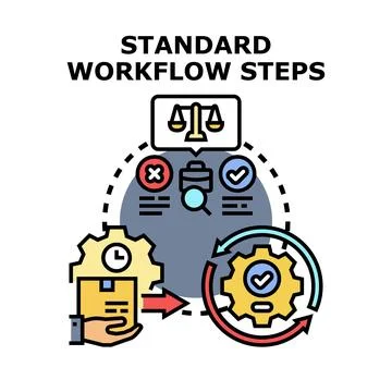 Standard workflow steps business process development concept Stock Illustration
