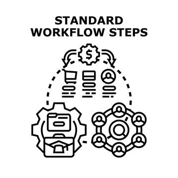 Standard workflow steps optimizing business process management Иллюстрация