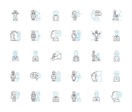Standardization linear icons set. Compliance, Uniformity, Conformity Stock-Illustration
