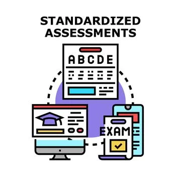 Standardized assessments vector concept with online education Stock Illustration