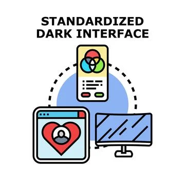 Standardized dark interface concept developing digital user experience 库存插图