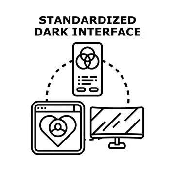 Standardized dark interface concept developing digital user experience Stock Illustration