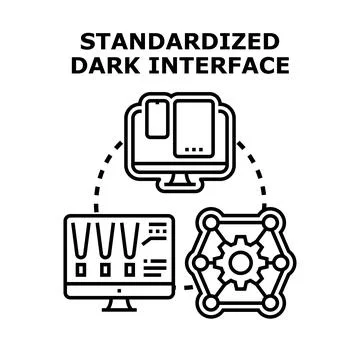 Standardized dark interface concept integrating multiple devices イラスト素材