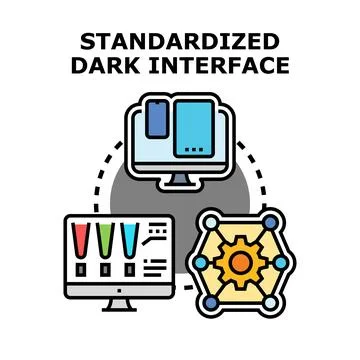 Standardized dark interface concept integrating multiple devices Stockillustratie