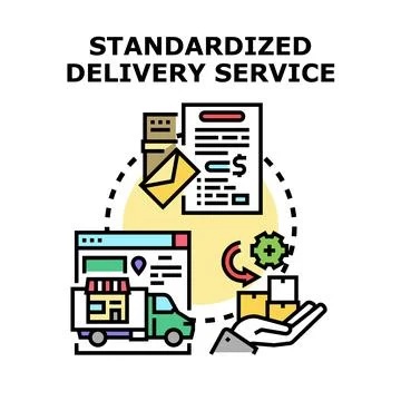 Standardized delivery service optimizing global shipping process Illustrazione stock