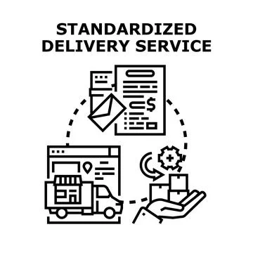 Standardized delivery service optimizing global shipping process Stock Illustration