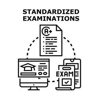 Standardized examinations process with digital learning and evaluation Illustrazione stock