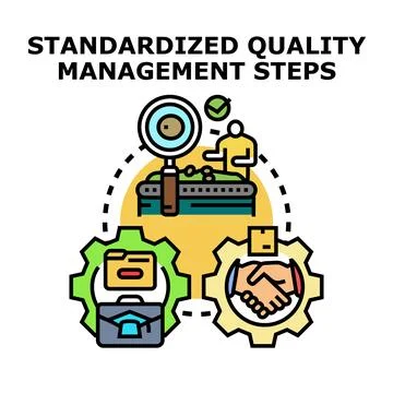 Standardized quality management steps process illustration Stock Illustration