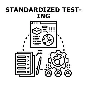 Standardized testing process analyzing educational assessment data Illustrazione stock